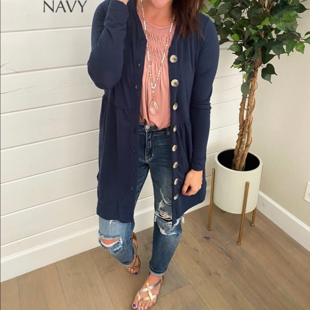 *BNWOT* Large Zenana Button Up Navy Cardigan